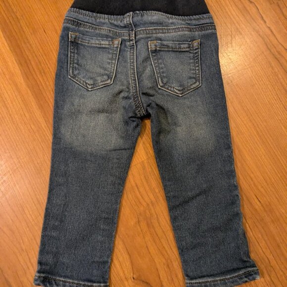 18M Boys Gently Used WONDER NATION Pull On Jeans Drawstring Elastic Waistband - Picture 2 of 3